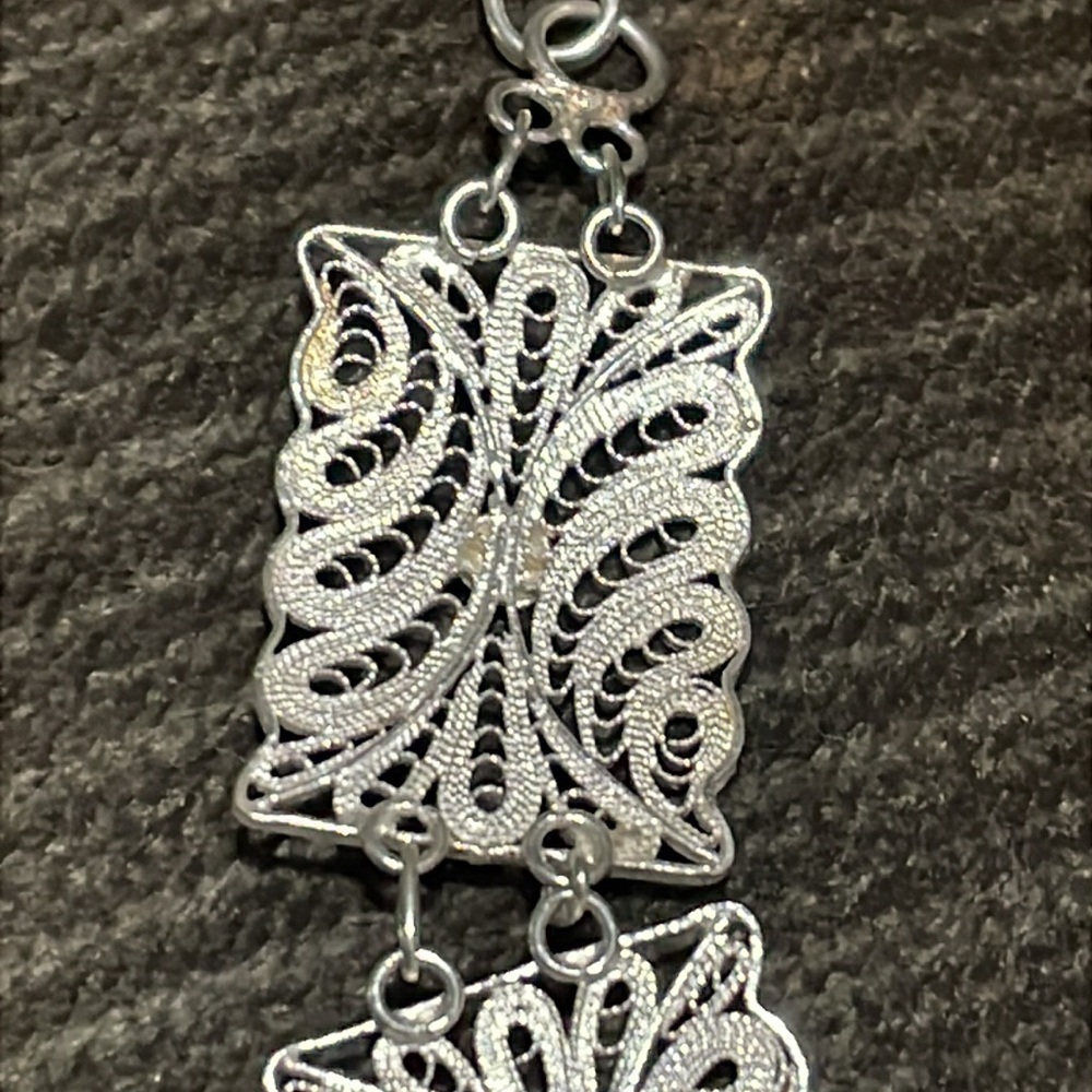 .925 Sterling FILIGREE BRACELET real solid Silver Fine Jewelry Vintage 1970’s - Picture 5 of 11